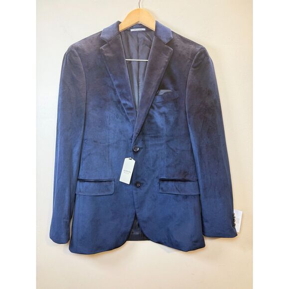 Alfani Blazer Men's Size 36R Blue Velvet Two Button Formal Tailored NWT Party - Picture 2 of 5